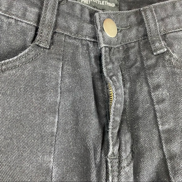 Pretty Little Thing Black Denim Distressed Skirt - Picture 3 of 5